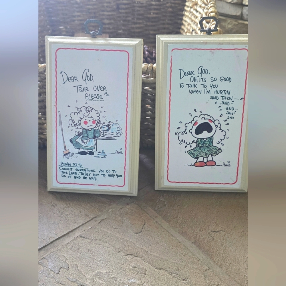 "Dear God,"Charming Cartoon Wall Plaques Set